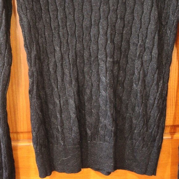 Talbots Black Metallic Sparkly Cable Knit Sweater Rayon Medium - Picture 3 of 11